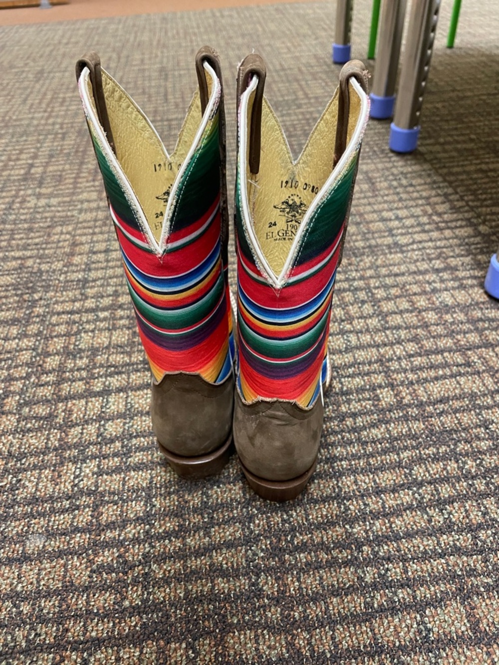 El General Cowboy Boots with Multicolor Serape Shaft Made in Mexico Wms 8- EUC! - Picture 7 of 11